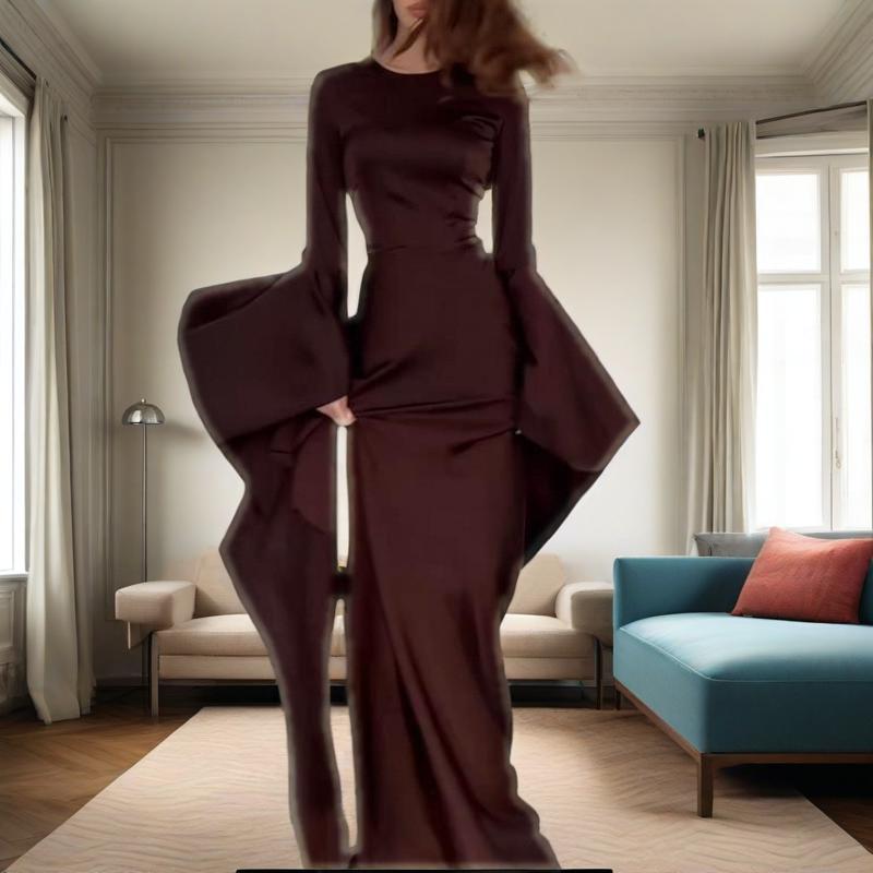 Elegant Bell Sleeve Evening Gown