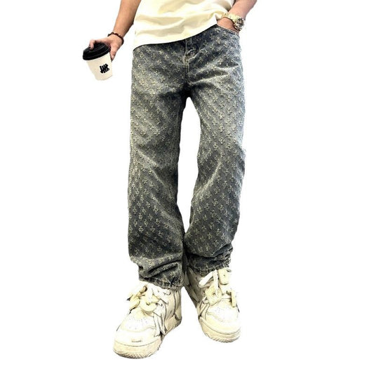 Jacquard Straight-Leg Jeans