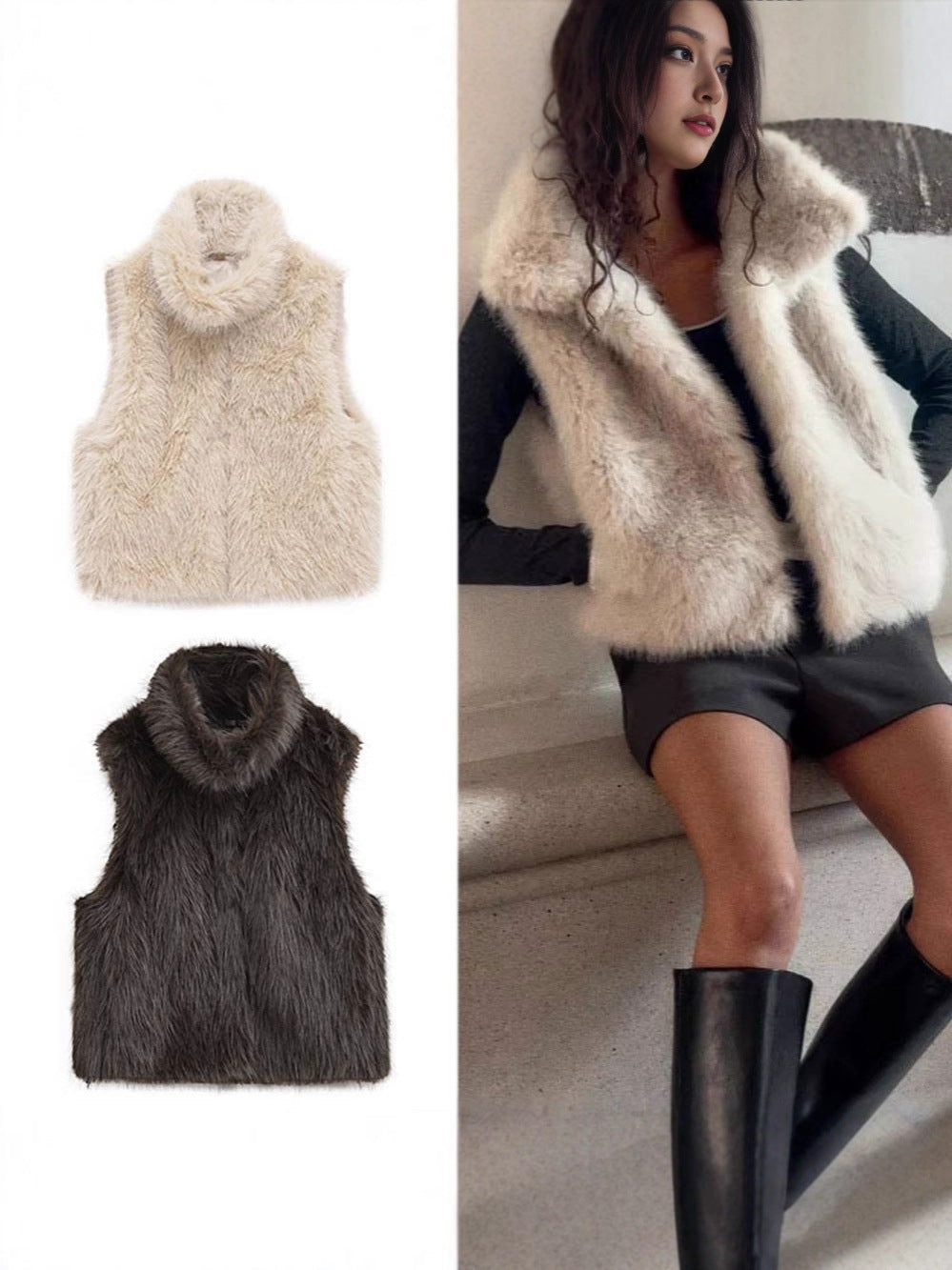 Women's Faux Fur Zip Vest