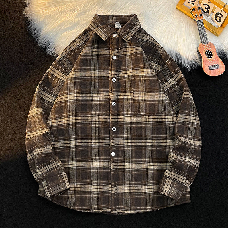 Vintage Plaid Fleece-Lined Shirt Jacket