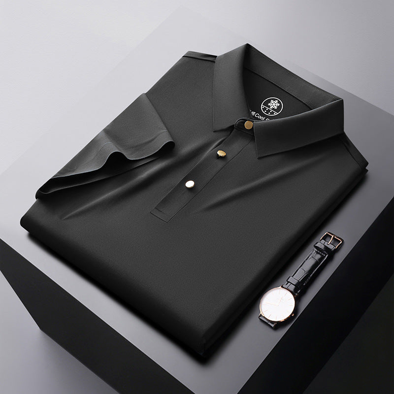 Laminated Solid Color Polo Shirt