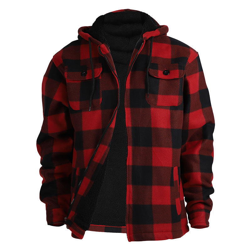 Lined Plaid Hooded Jacket