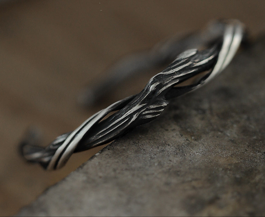 Yishang S925 Thai silver "driftwood" bracelet men's niche retro high-end men's men's couple bracelet