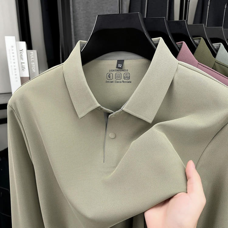 2026 summer new men's lapel solid color T-shirt casual and versatile fashion urban young men trendy short sleeves