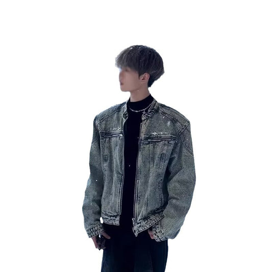 Men's Stand-Up Collar Denim Jacket