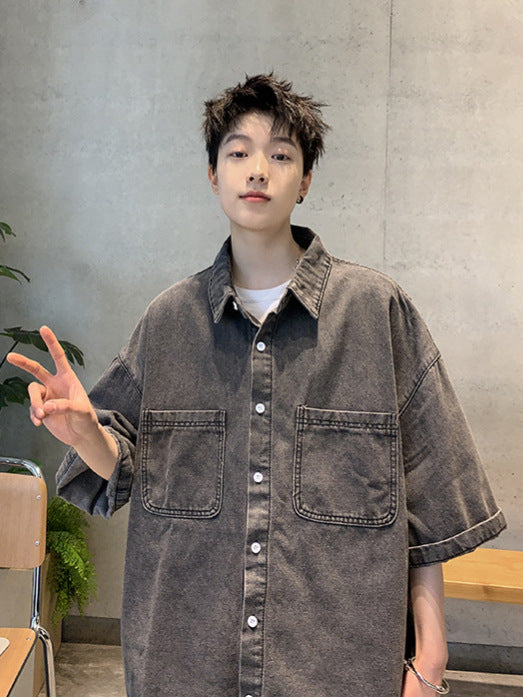 Retro Utility Denim Button Up