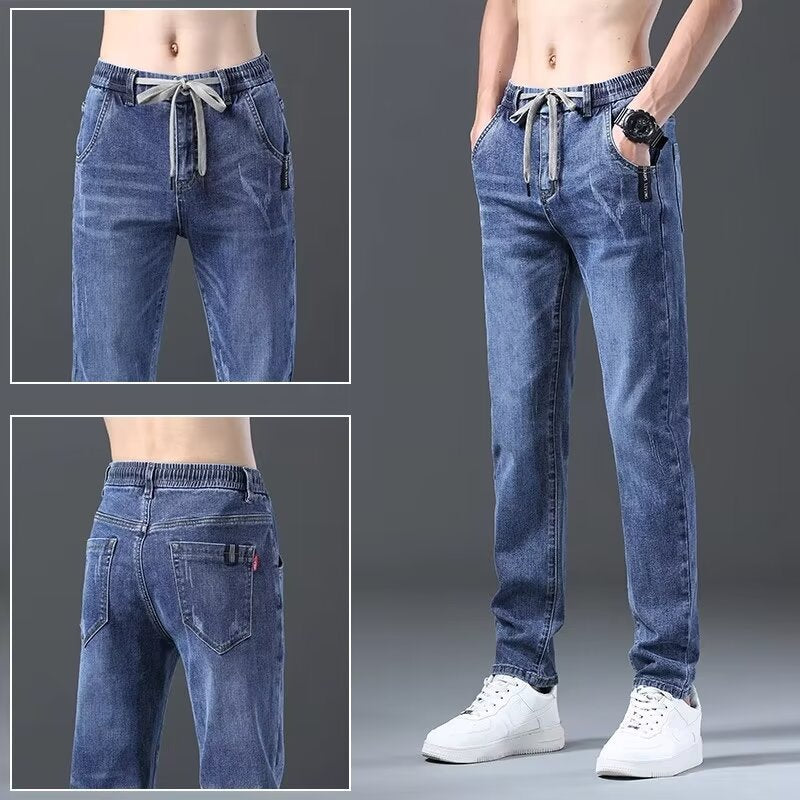 Elasticated Waist Slim Straight Jeans