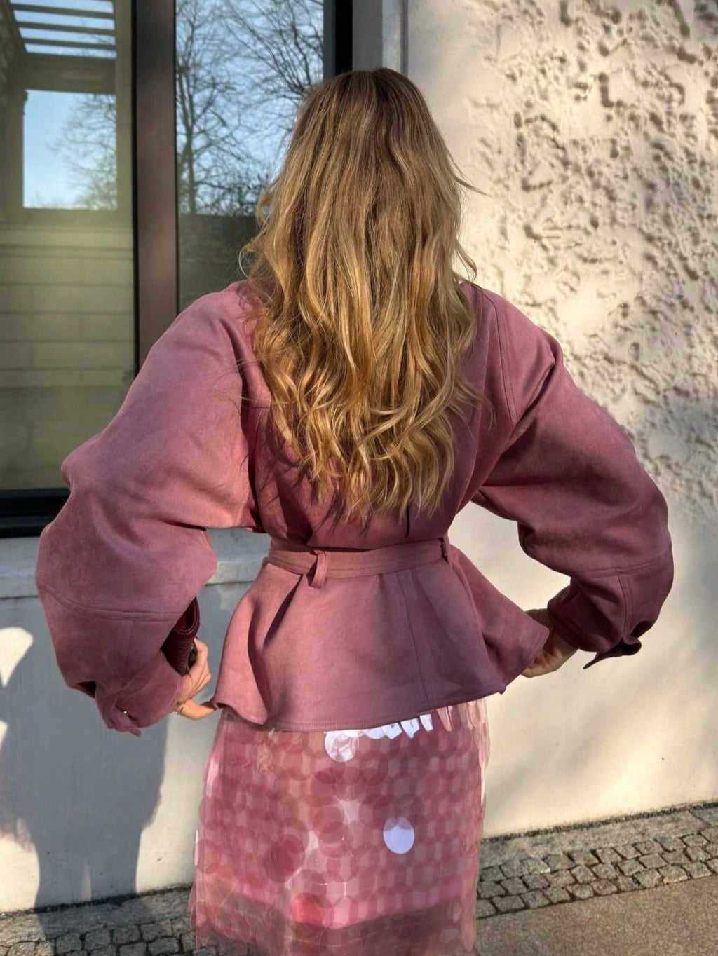 Women's Pink Belted Wrap Jacket