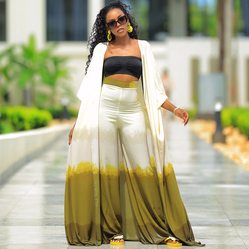 Shawl Cardigan & Wide-Leg Pants Set