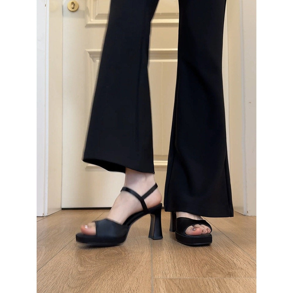 Satin Block-Heel Sandals