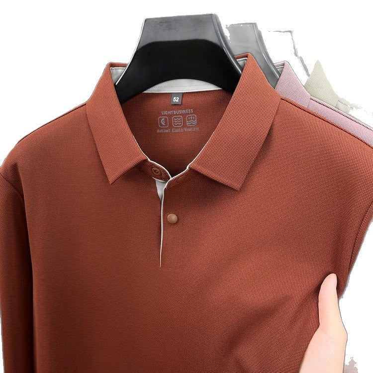 2026 summer new men's lapel solid color T-shirt casual and versatile fashion urban young men trendy short sleeves