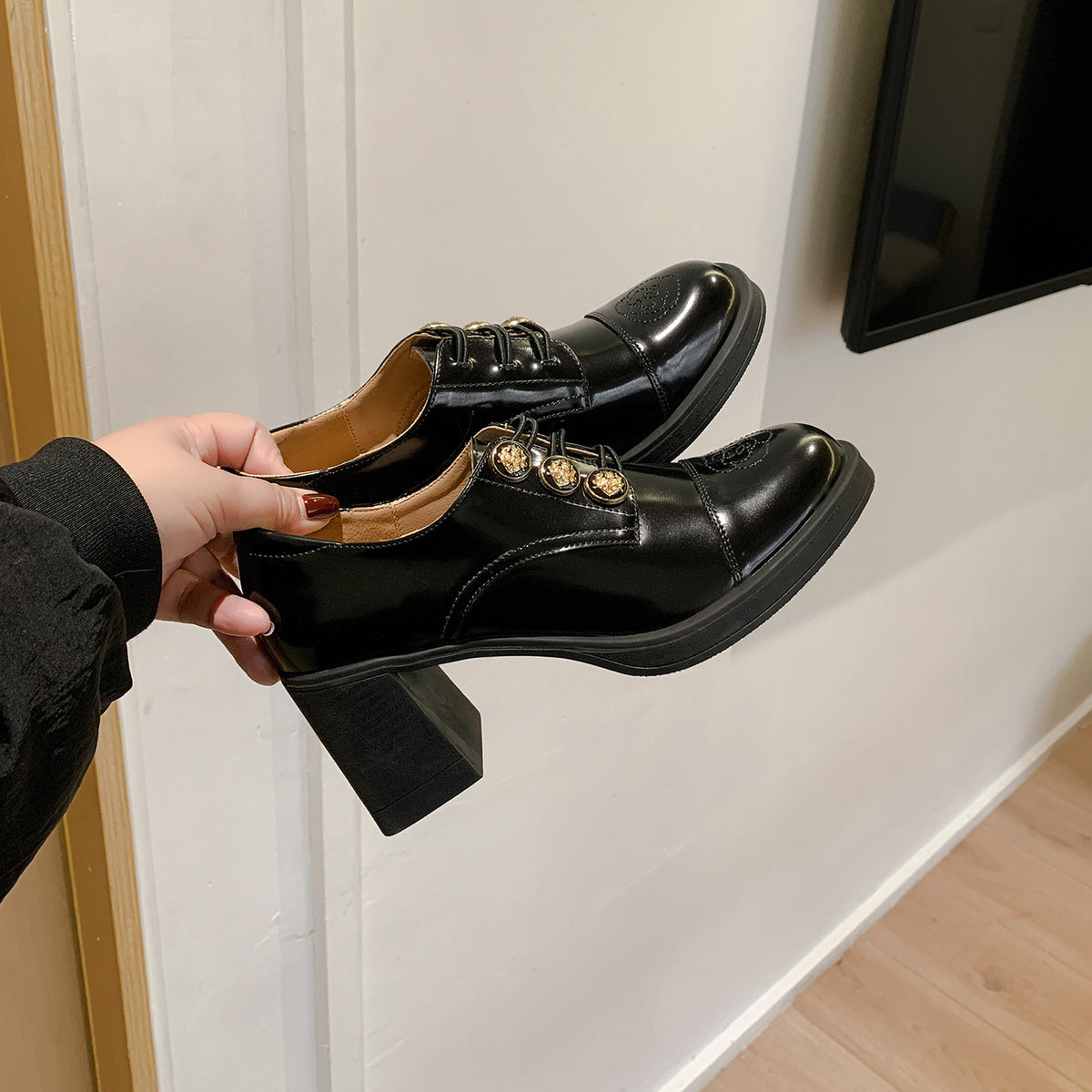 Gold-Detail Leather Loafers