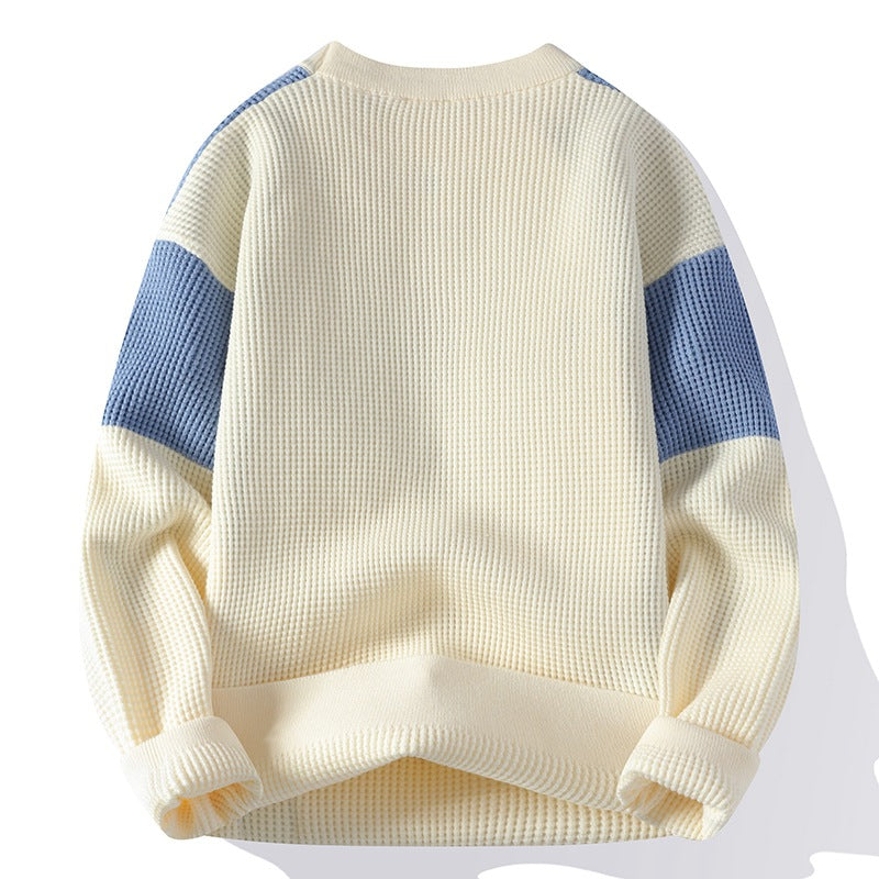 Waffle Knit Geometric Pullover