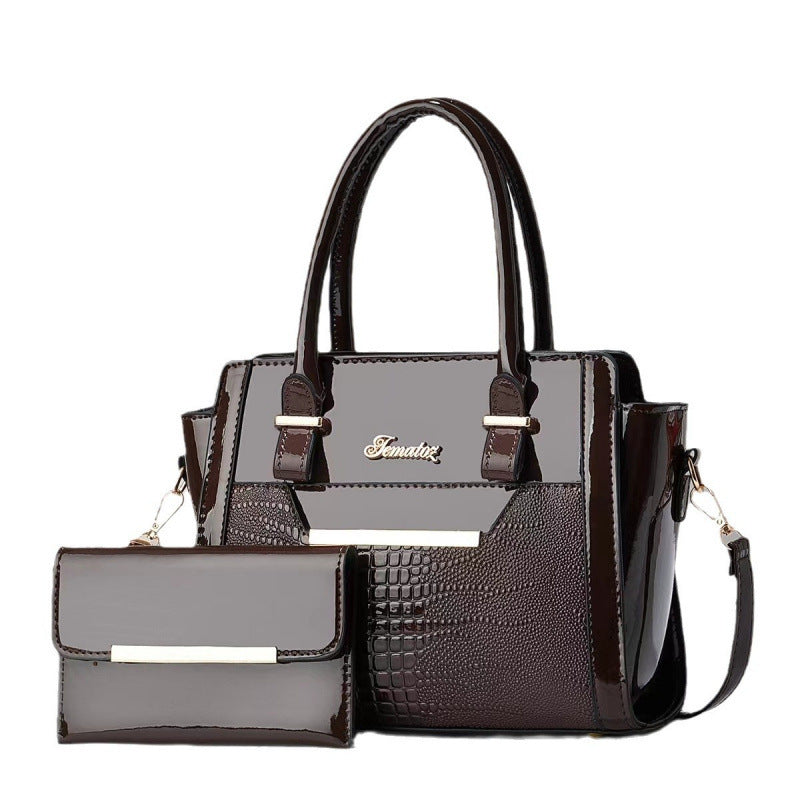 Crocodile-Texture Handbag Set