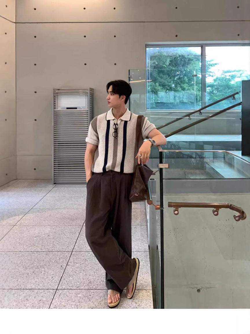 Knitted Striped Polo Shirt