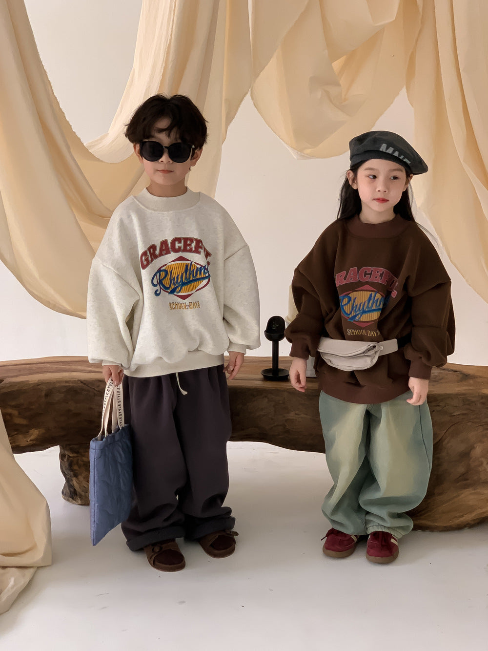 Kids' Letter Fleece-Lined Pullover