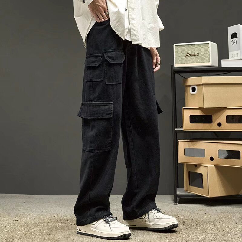 Multi-Pocket Cargo Drawstring Pants