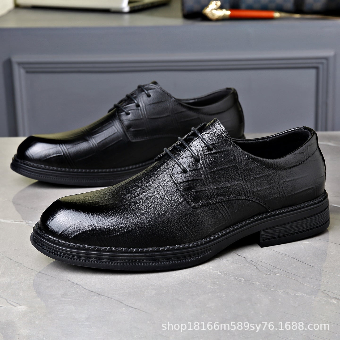Classic Textured Derby Dress Shoes