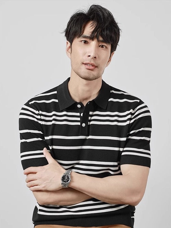 Men’s Striped Knit Polo