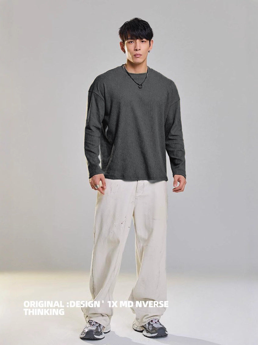 Basic Textured Long-Sleeve Shirt