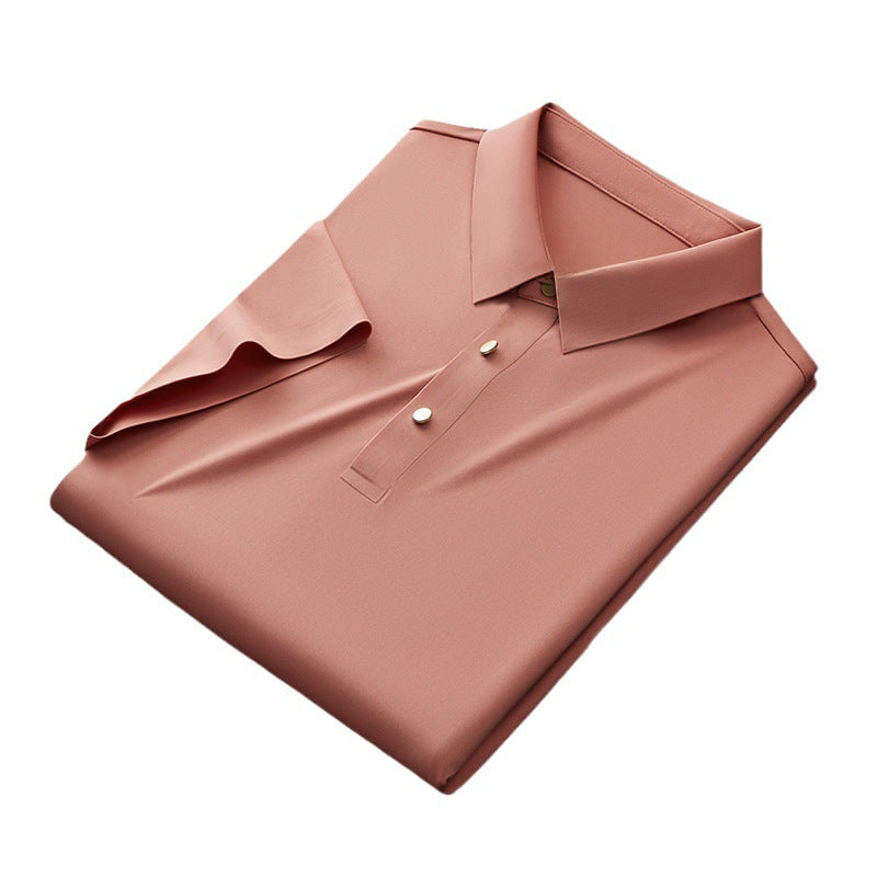 Laminated Solid Color Polo Shirt