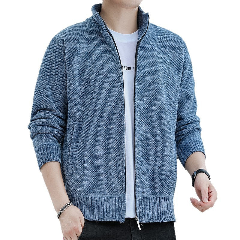 Knitted Stand-Collar Cardigan
