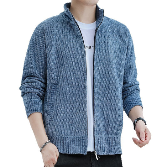 Knitted Stand-Collar Cardigan