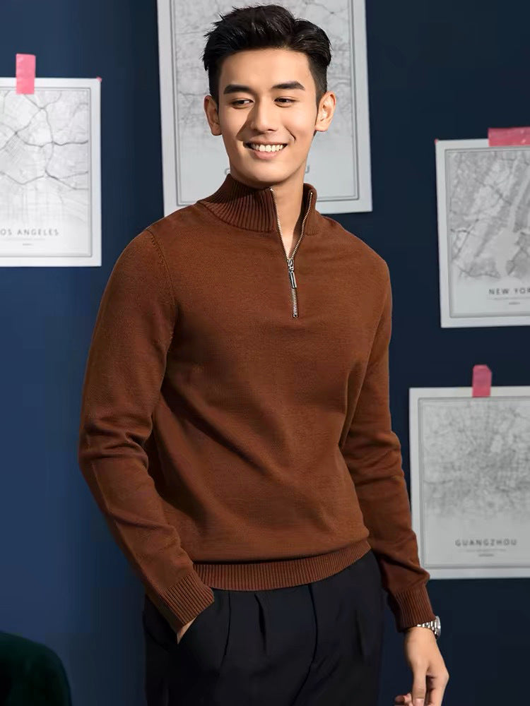 Zip Collar Slim-Fit Knit