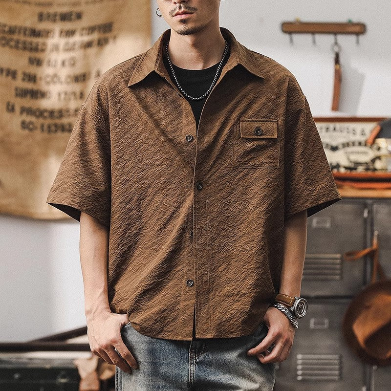 Textured Seersucker Utility Shirt