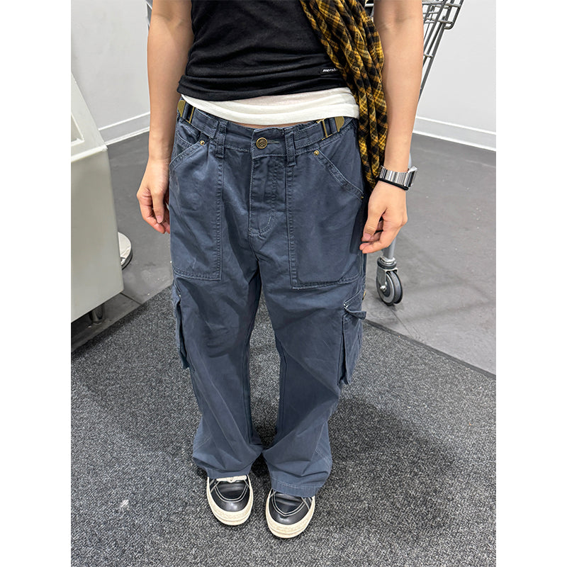 Vintage Wash Straight-Leg Cargo Pants