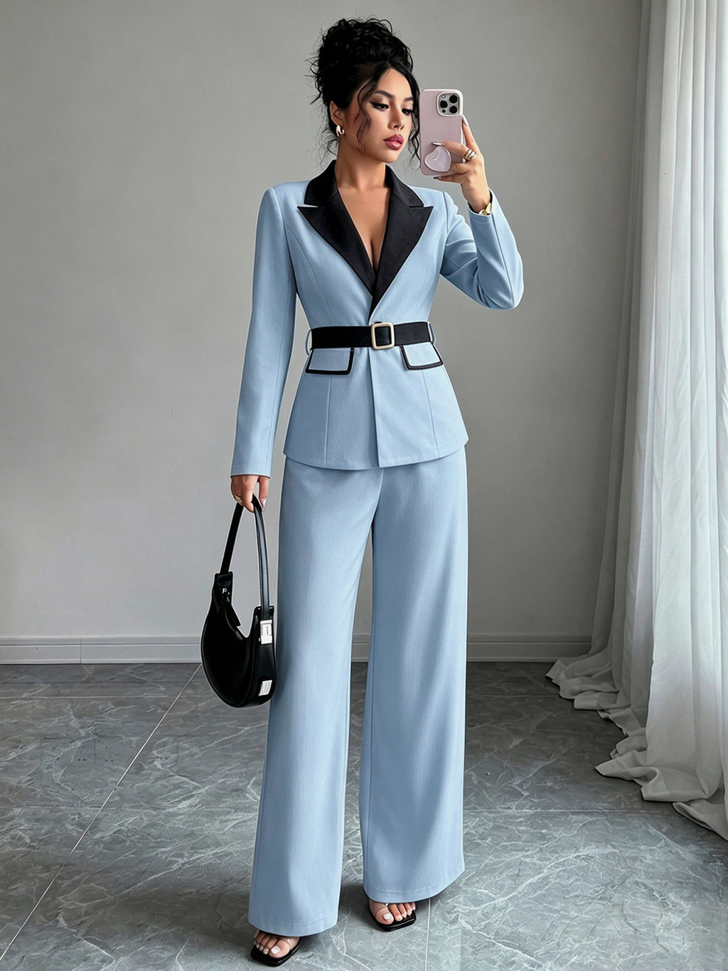 Sleeveless Blazer and Trousers Set