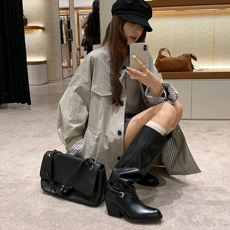 Lace-Up Block-Heel Boots