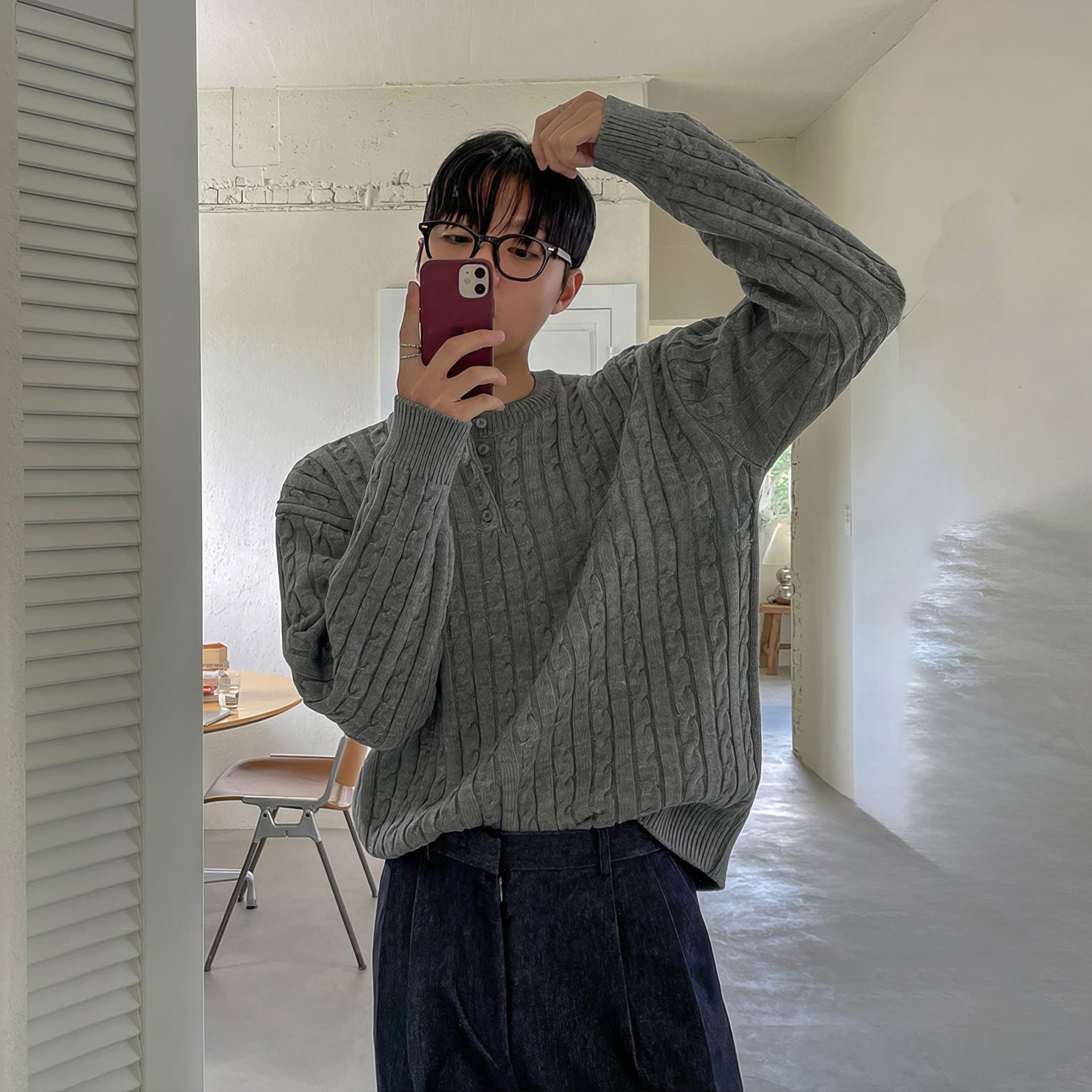 Cable Knit Henley Sweater