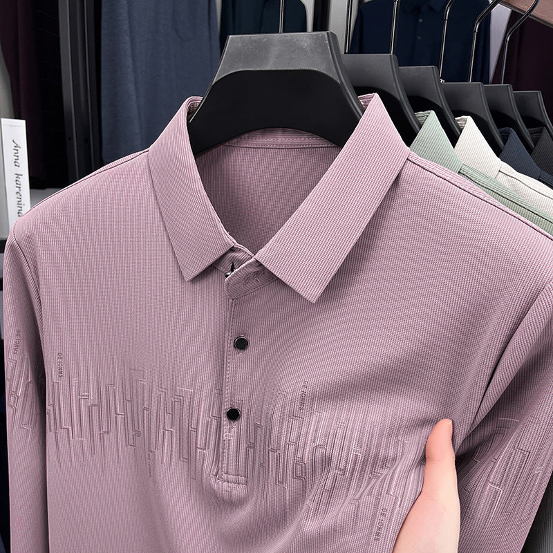 Patterned Long Sleeve Polo
