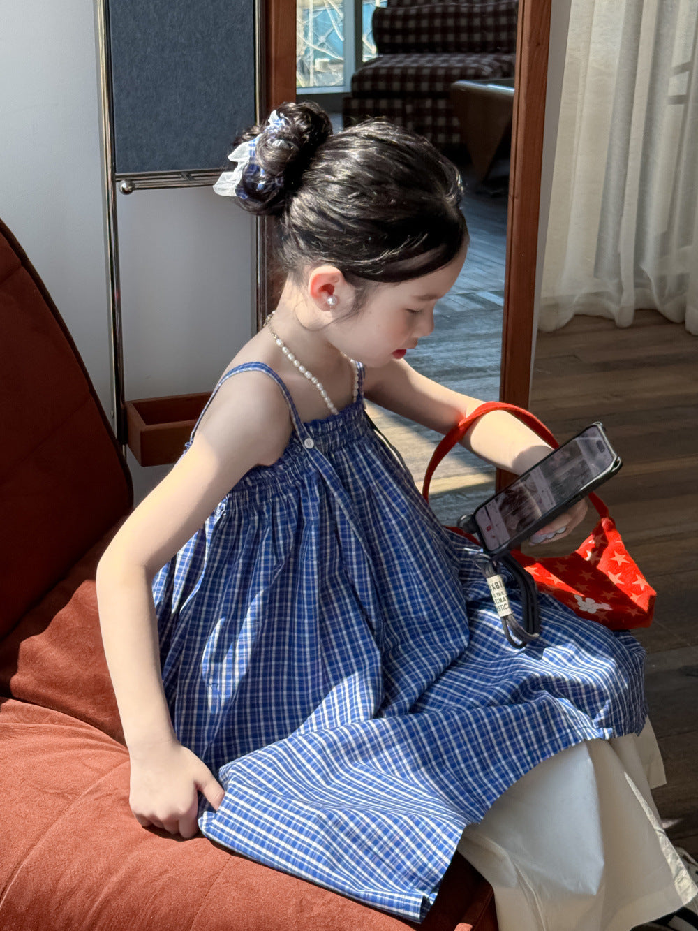 Girls' Plaid Sleeveless Dress