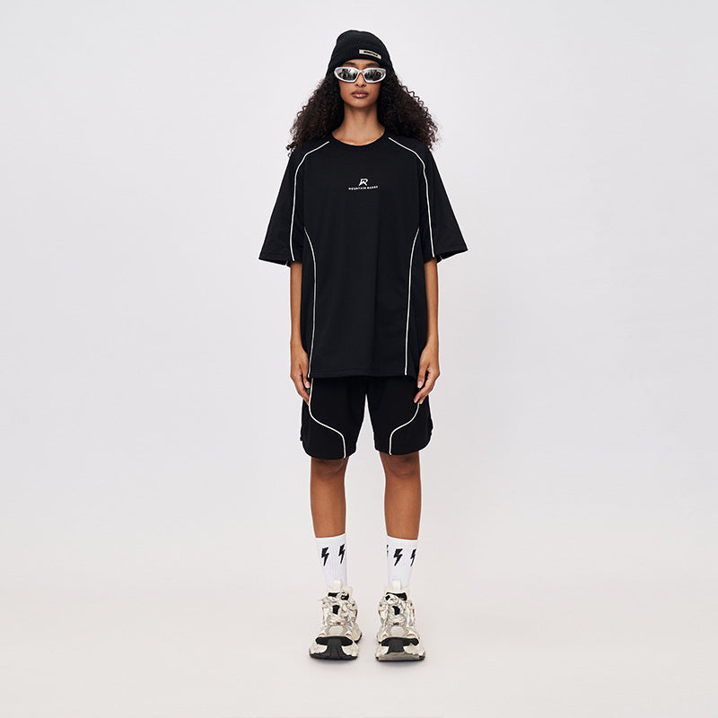 Contrast Piping Oversized Graphic Tee