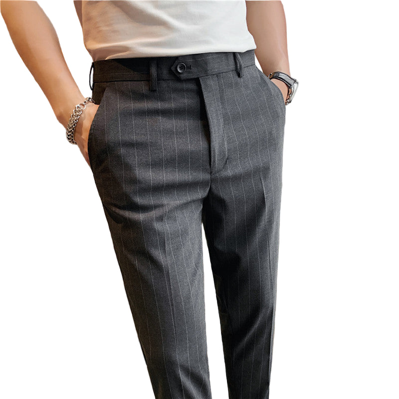 Stylish Pinstripe Slim-Fit Trousers