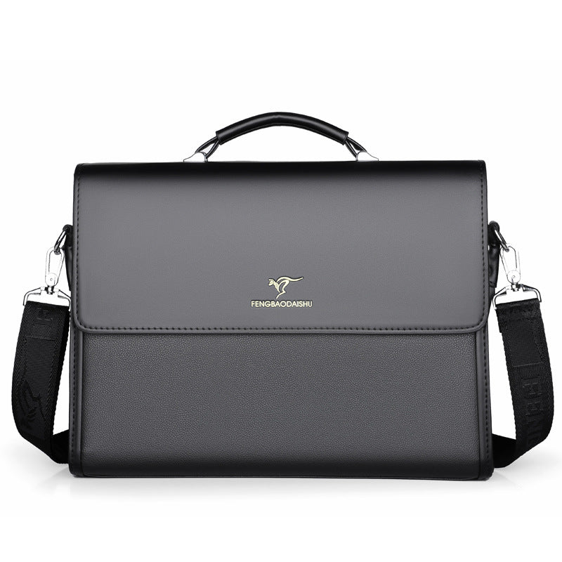 Men's handbag, business men's bag, horizontal leather, conference commuter, work document bag, multi-layer, high-capacity briefcase