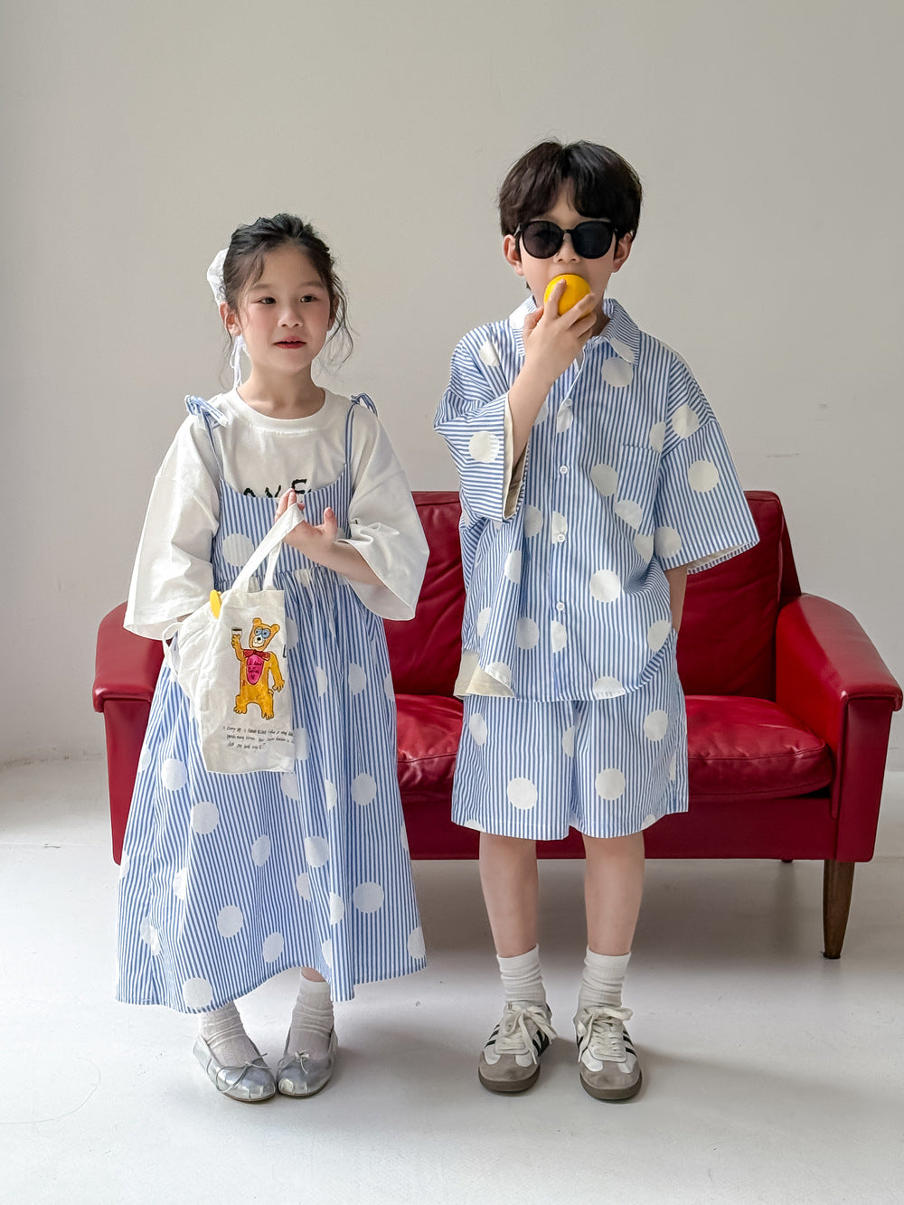 Kids' Polka-Dot Shirt and Shorts Outfit