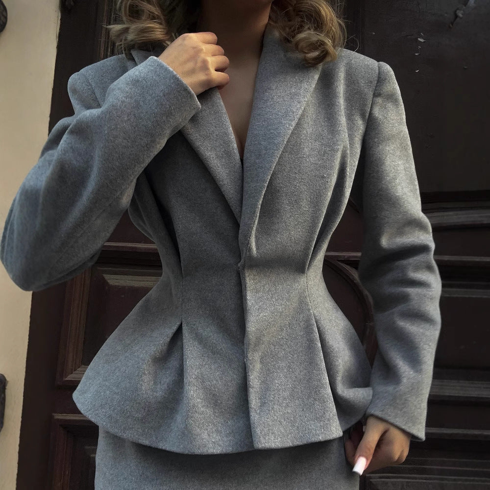 Peplum Blazer and Skirt Set