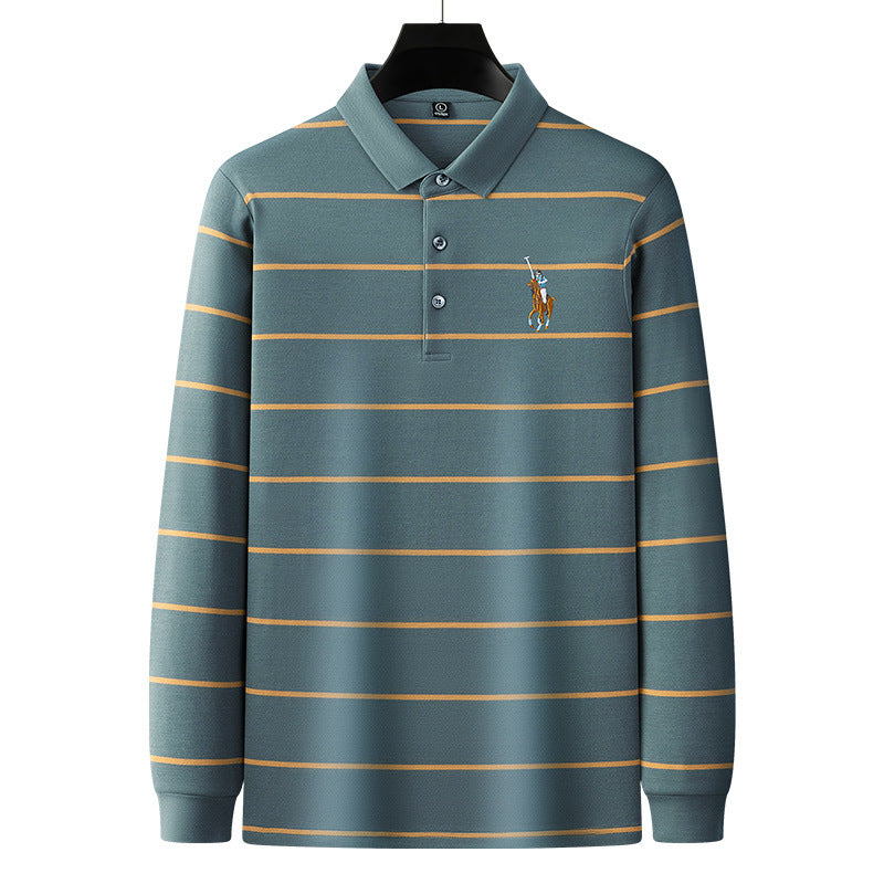 Classic Striped Long-Sleeve Polo