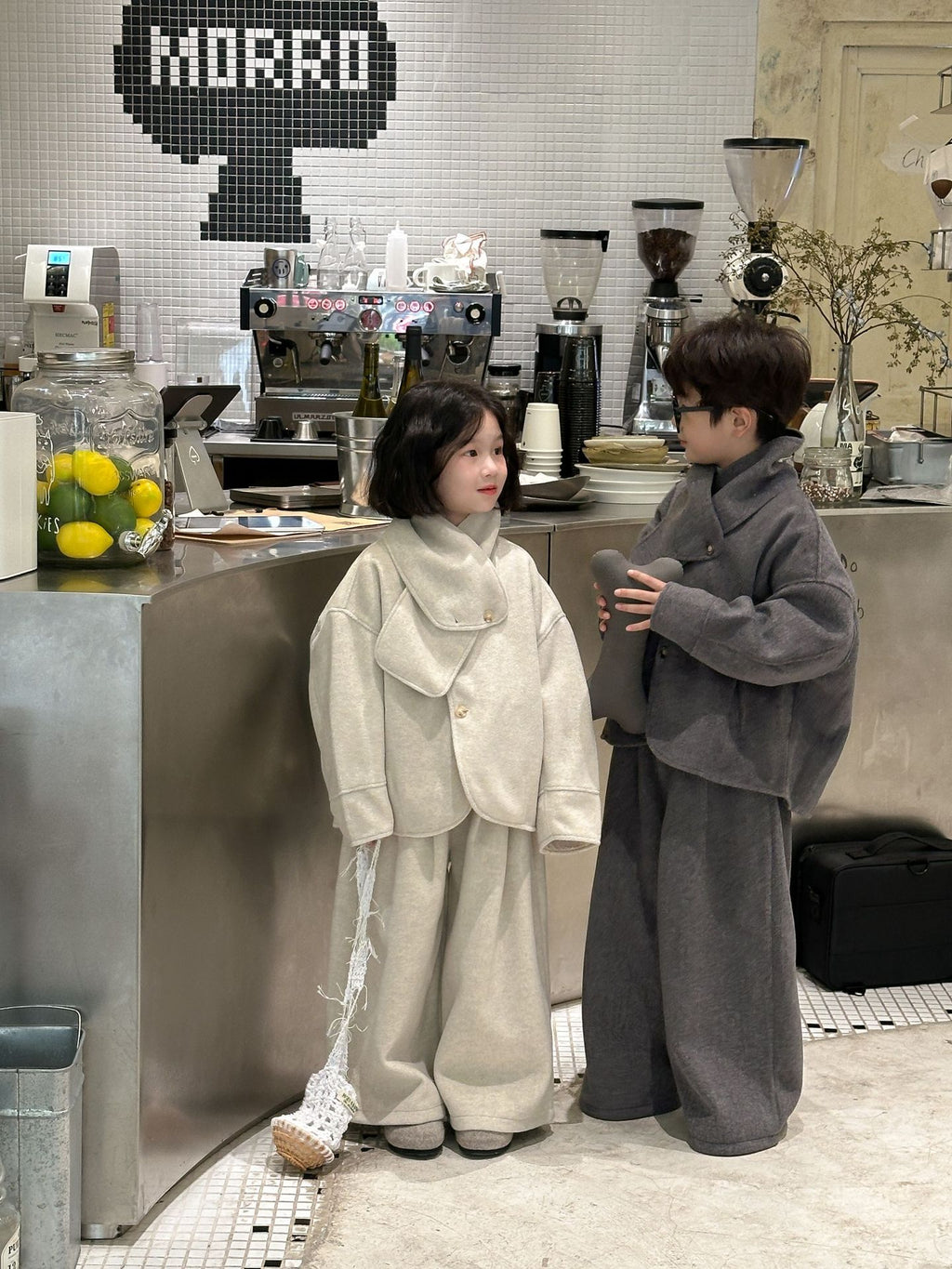 Kids' Solid Tweed Two-Piece Set