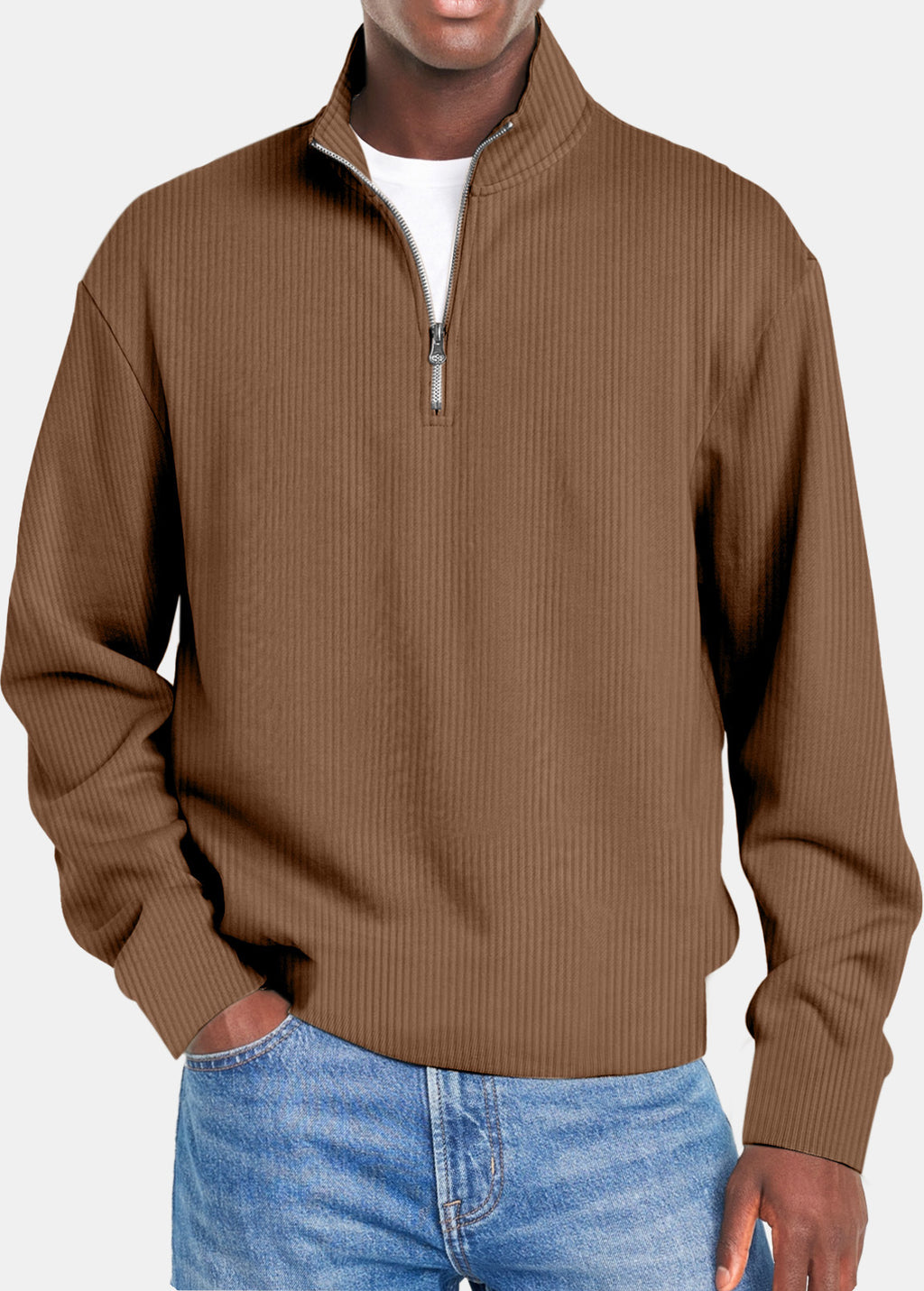 Ribbed Quarter-Zip Pullover
