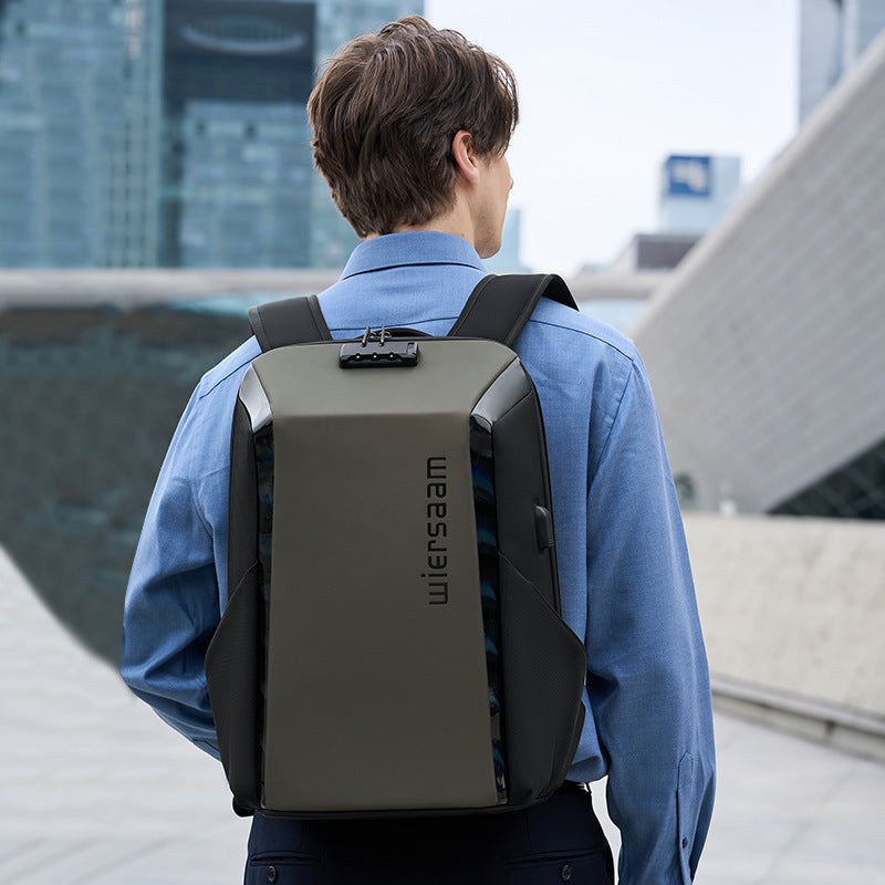 High-end business backpack men's waterproof backpack large capacity business trip multi-function password anti-theft computer bag thin and light
