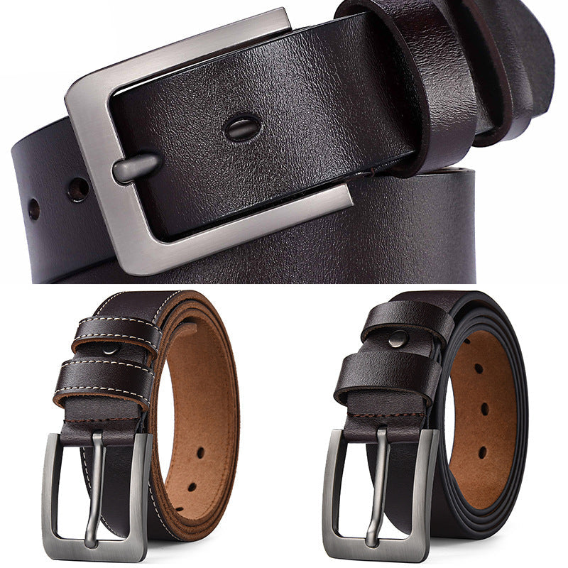 Genuine Leather Pin Buckle Belt