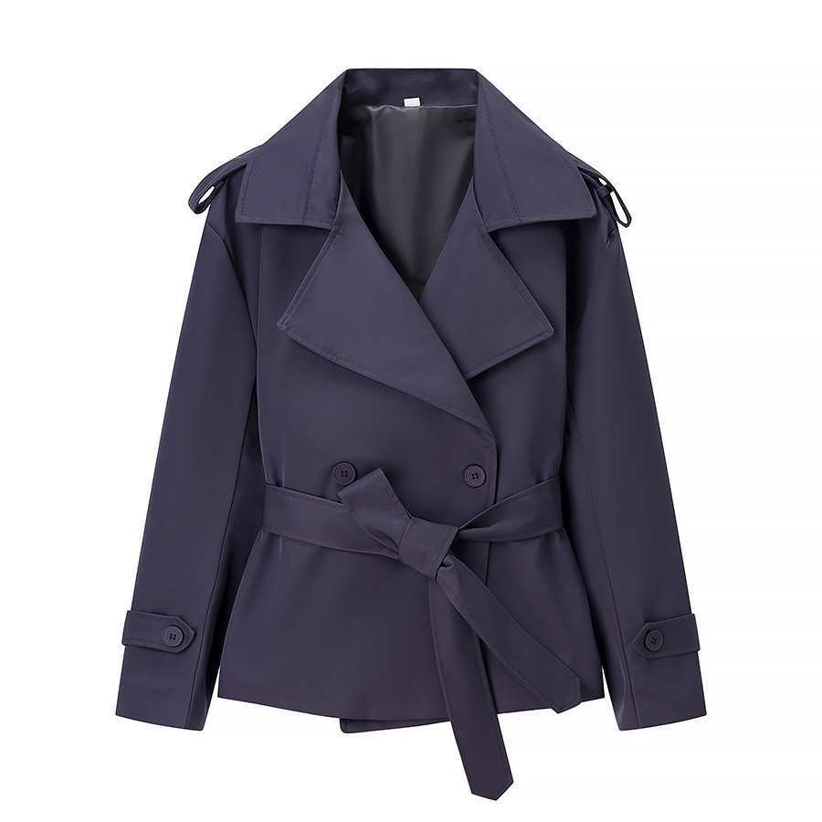 Elegant Tie Waist Short Trench Jacket