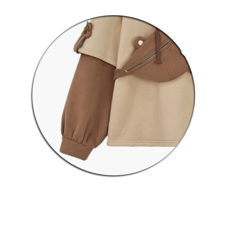 Layered Hoodie with Pouch