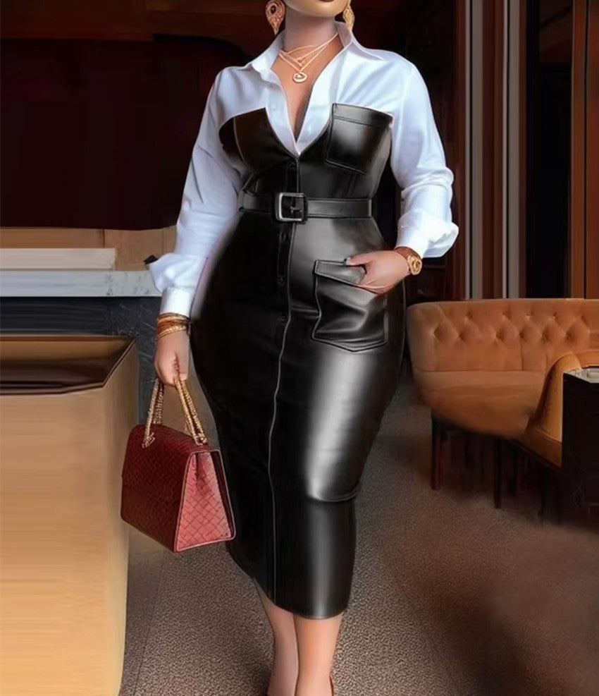 Belted Long-Sleeve Shirt Dress