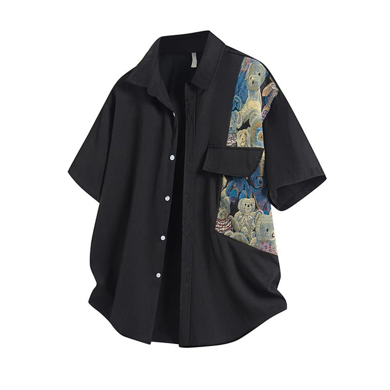Teddy Patchwork Button-Up Shirt