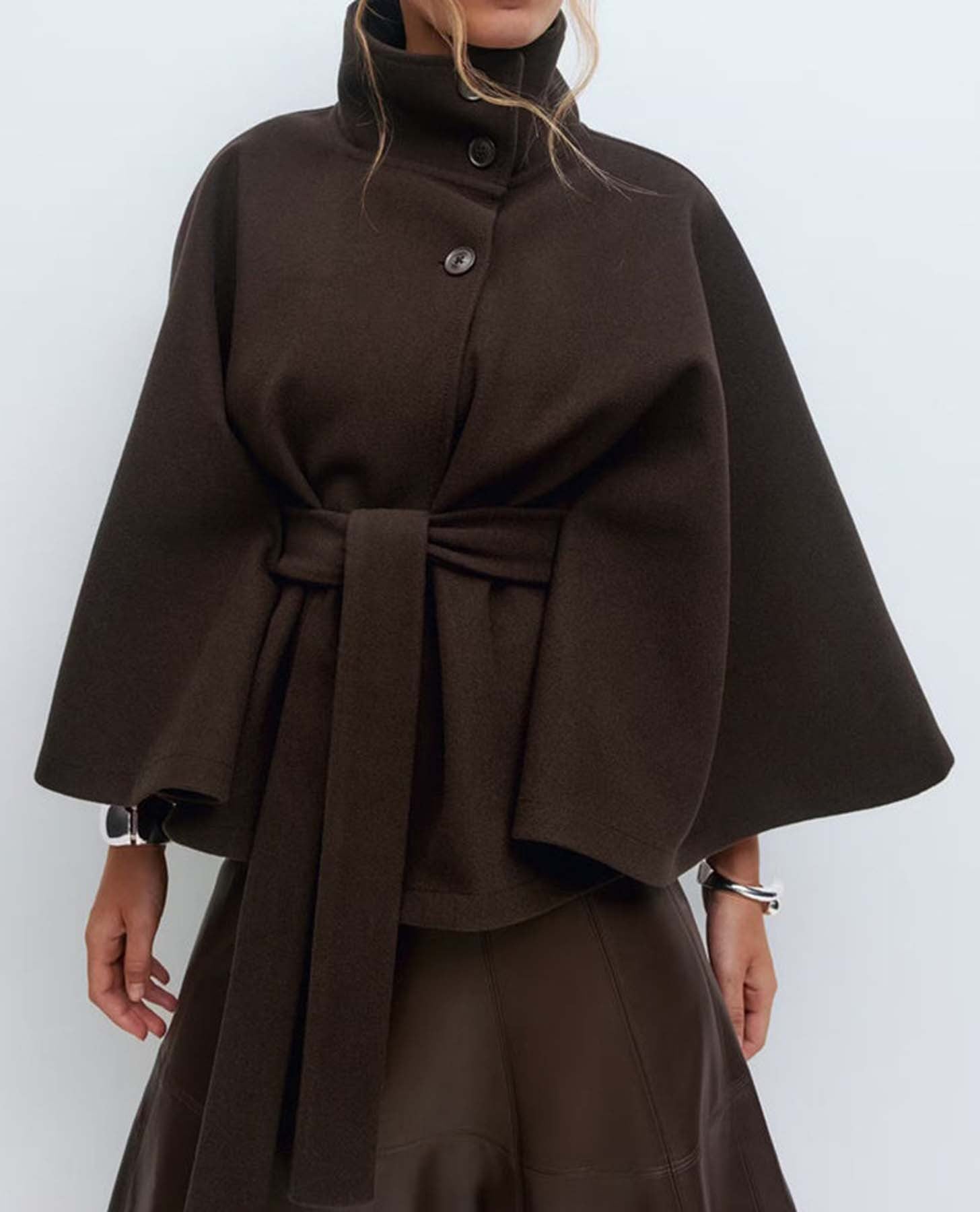 Chic High Collar Cape Jacket